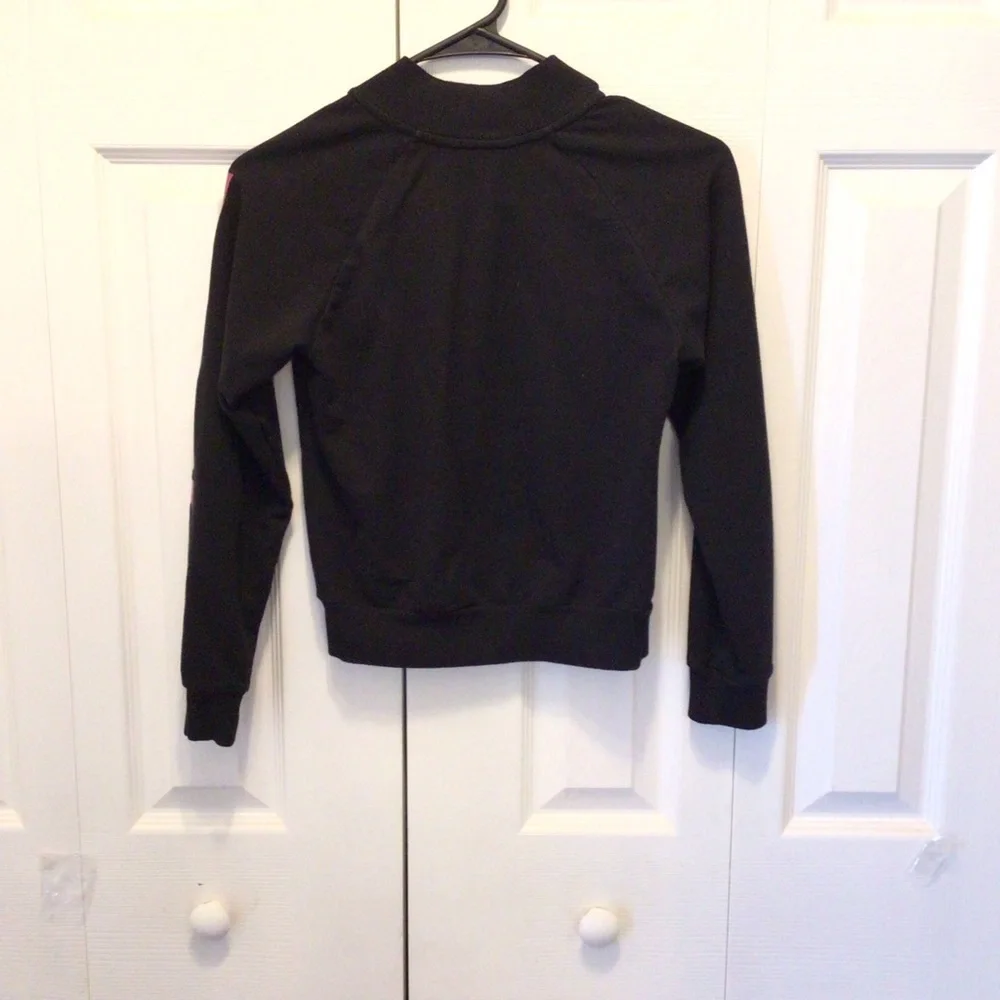 Moret Kids Black Rhinestone Embellished Zip Up Dance Sleeve Jacket Size Large